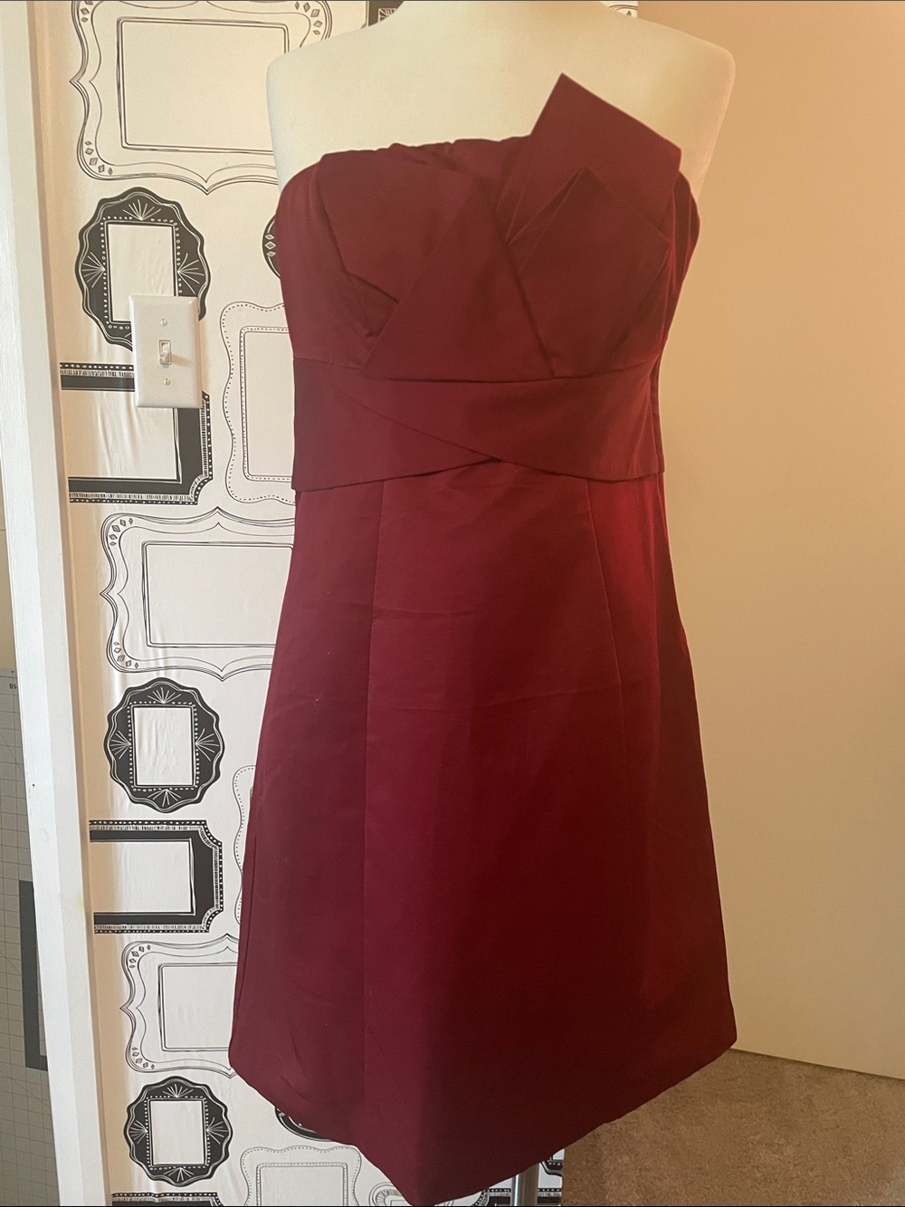 The Limited Strapless Wine Red A-Line Dress